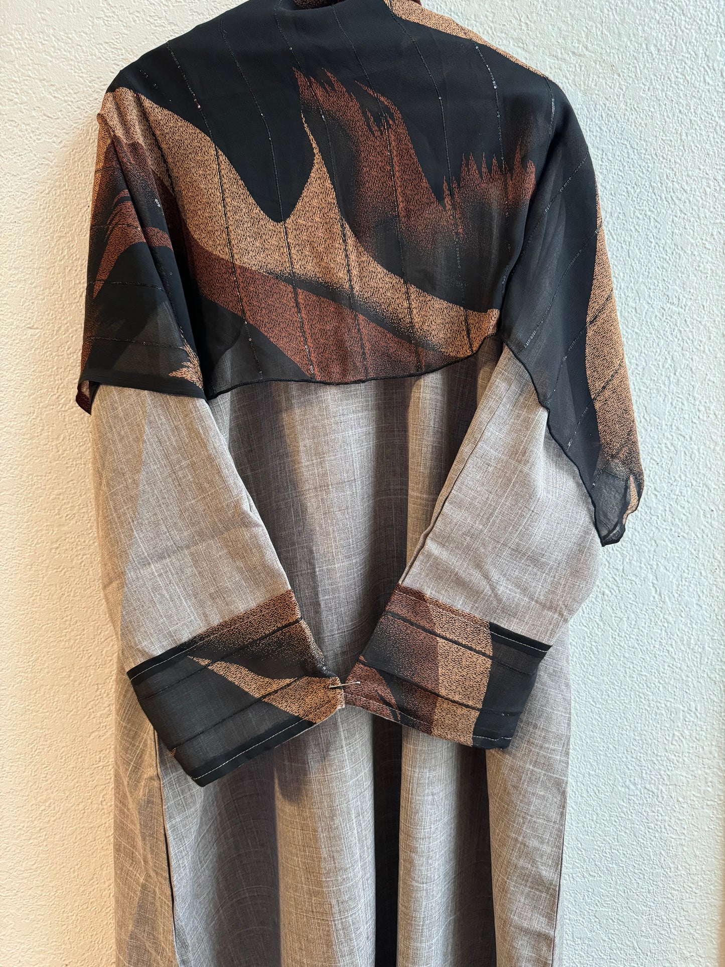 Starlight coffee brown & beige matching dress & hijab set