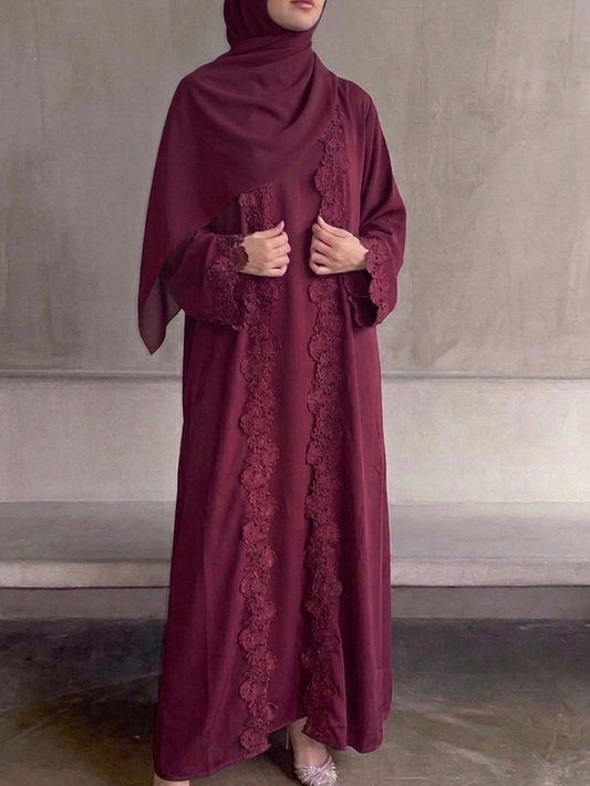Burgundy lace ZEYNAD Abaya