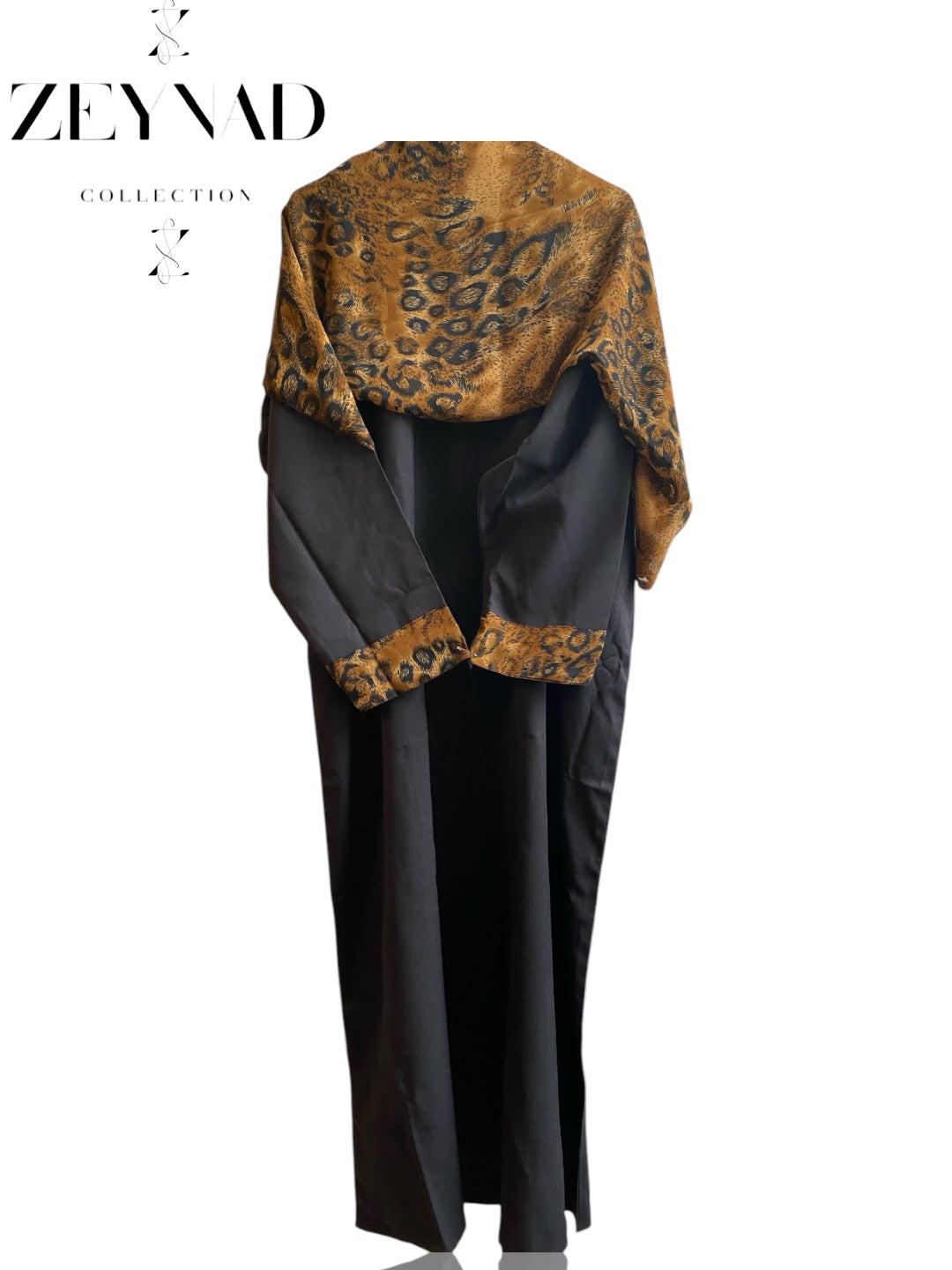 Black & Orange Cheetah matching dress & hijab set