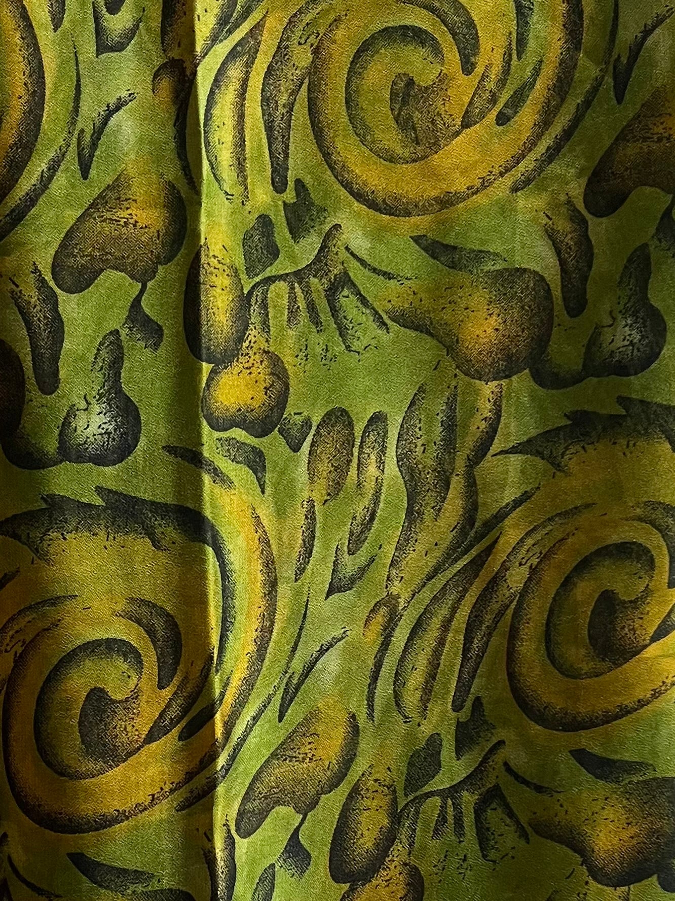 Intense light sun green & olive black swirl chiffon hijab