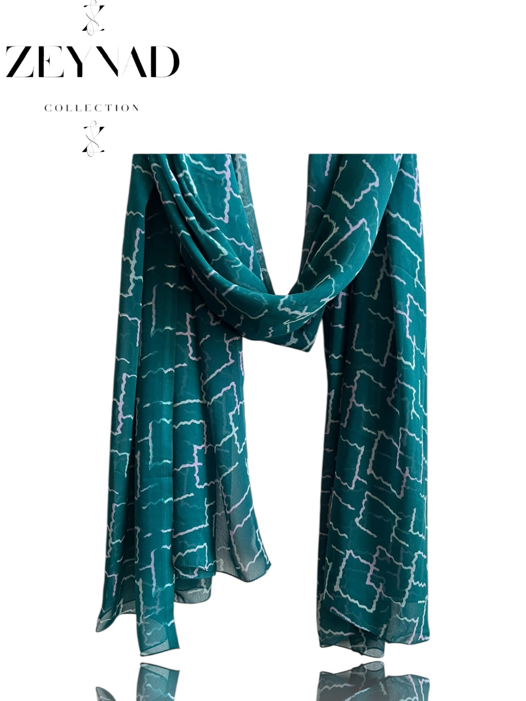Midnight teal ZEYNAD zigzag print