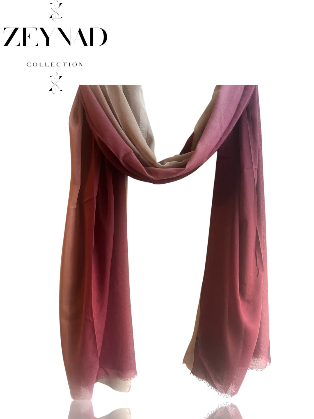 Gradient rose pink & beige ombré modal hijab