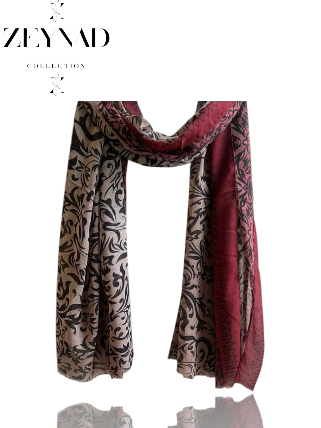 Intense red & white-black pattern modal hijab