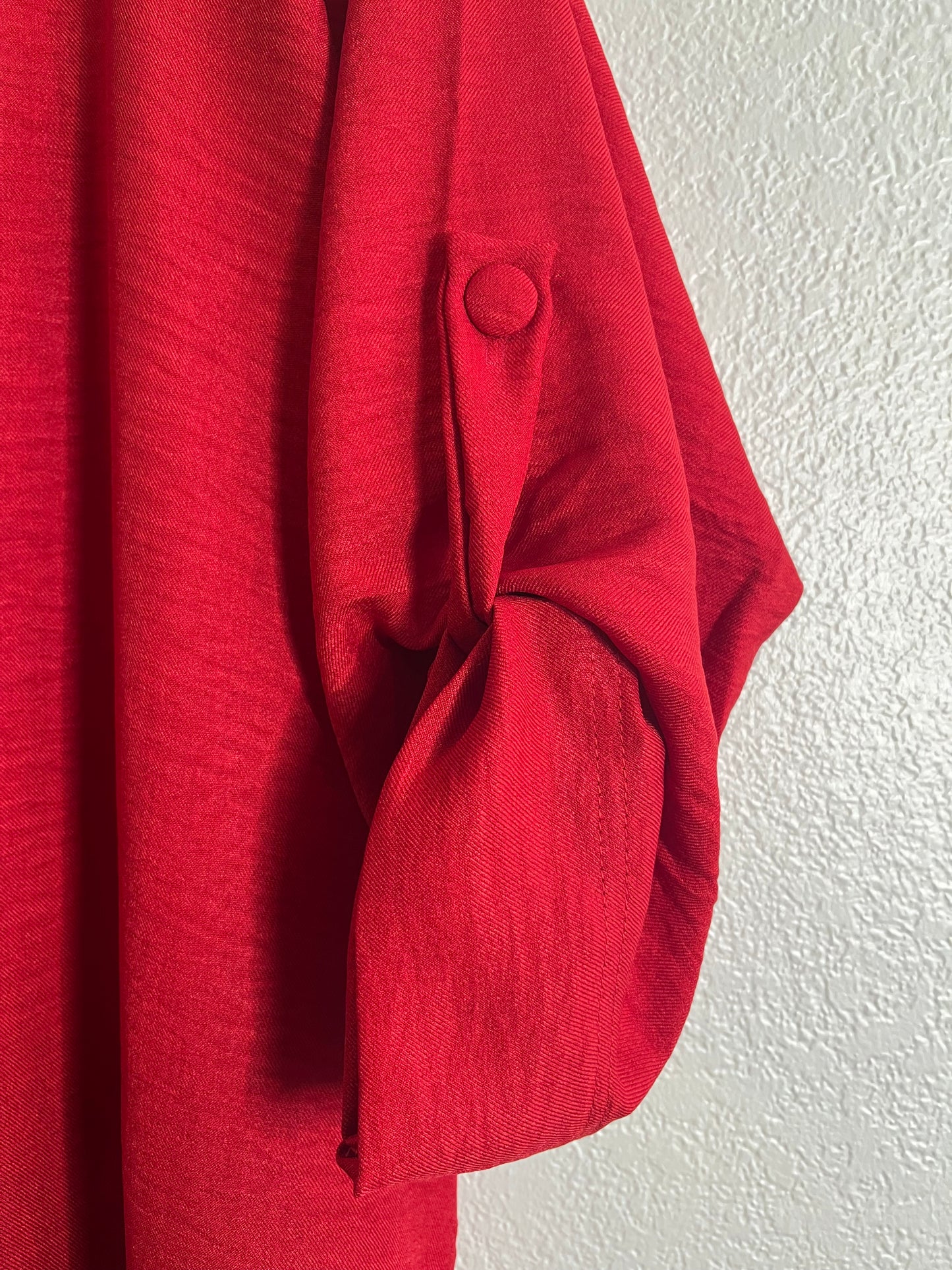 Red Button Sleeve Dress
