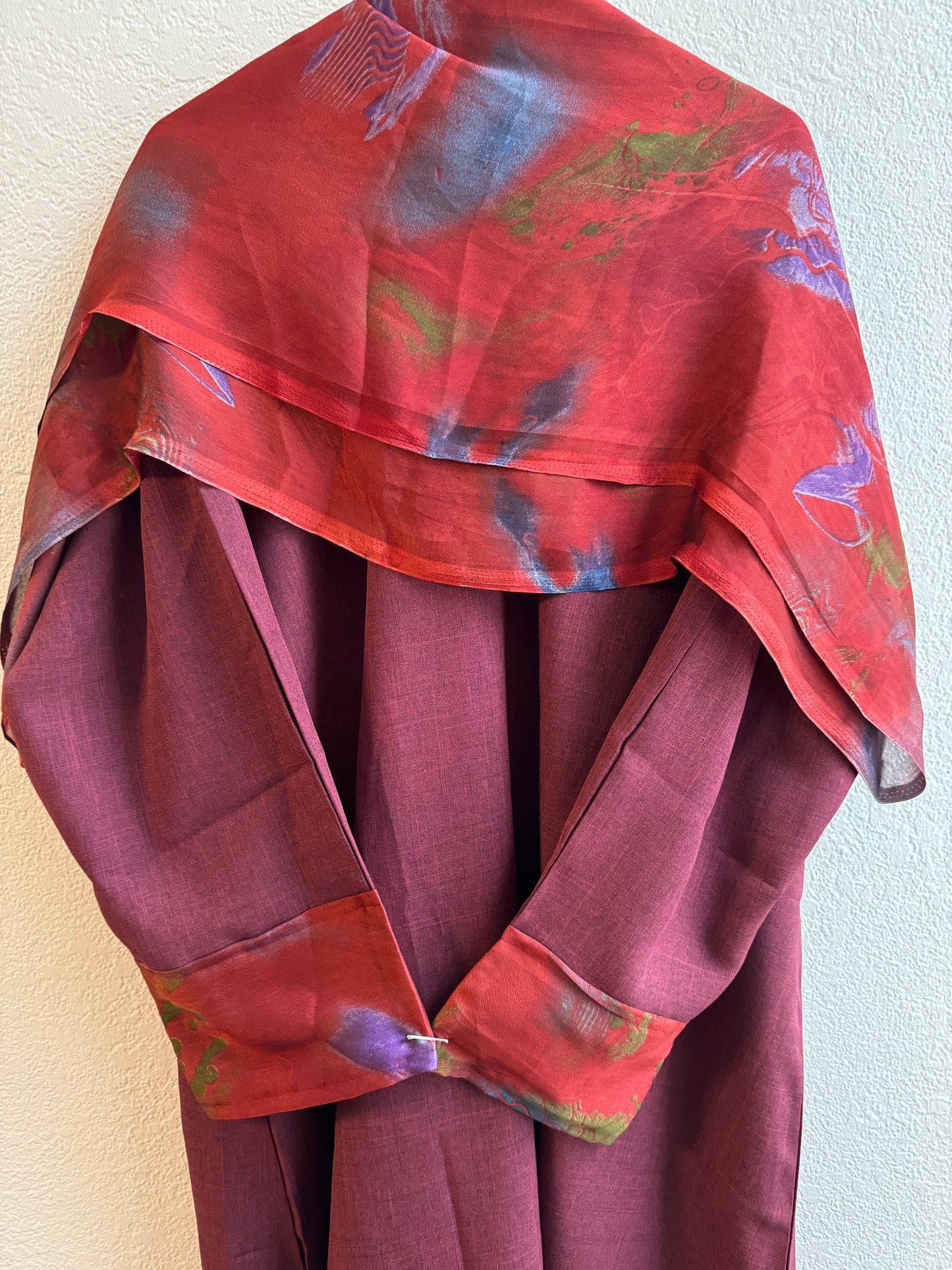 Starlight deep red & light red matching dress & hijab set