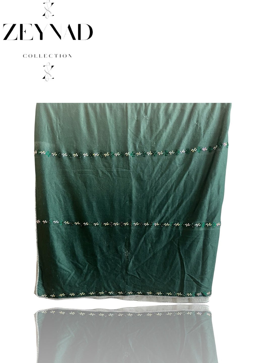 Deep green & faded white ombré jersey hijab