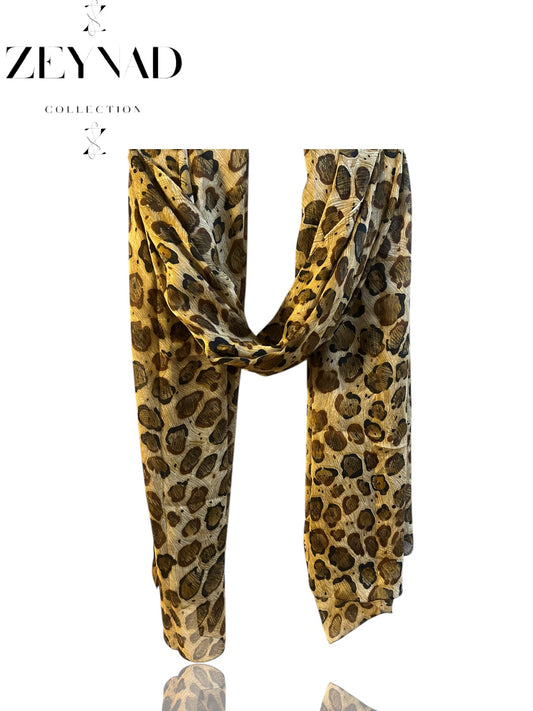 Limited Bright Golden Circle Cheetah Print Hijab