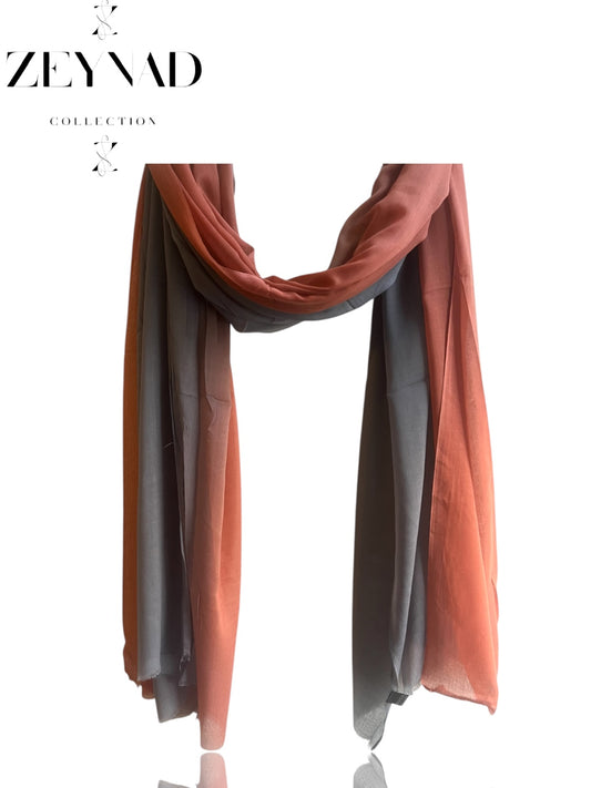 Gradient Orange & dark grey ombré modal hijab