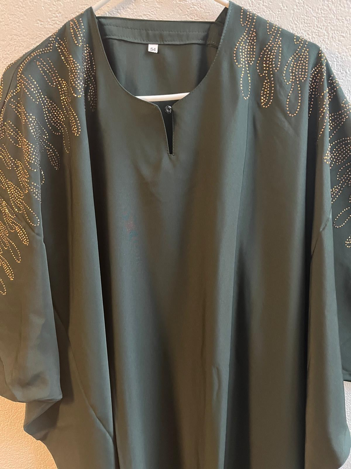 Premium Green & Gold Closed Abaya with Scarf
