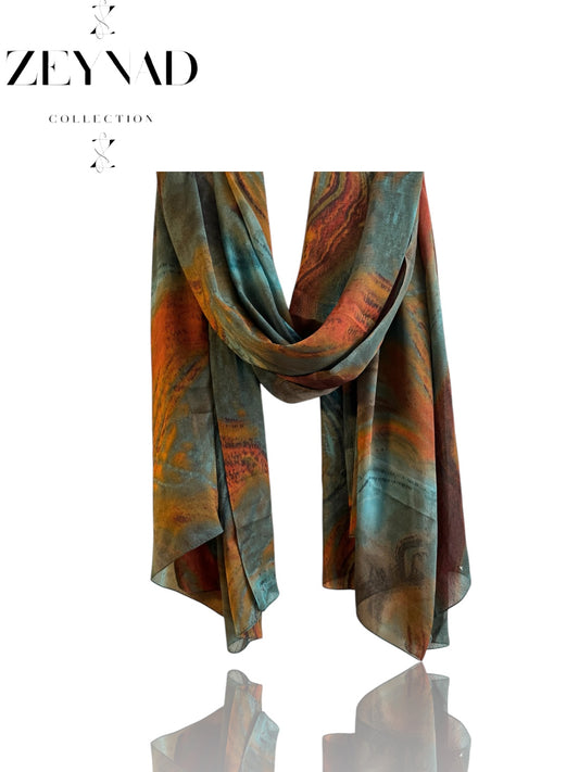 Azure Orange Glow Chiffon Hijab