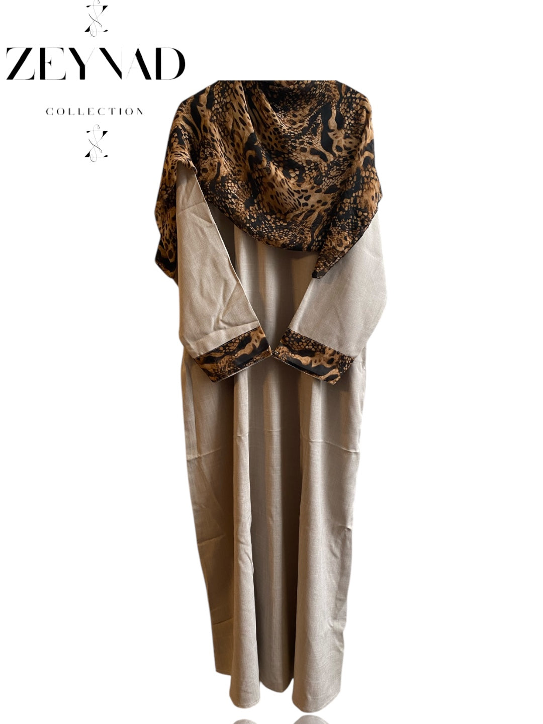 Light Beige & Tiger matching dress & hijab set