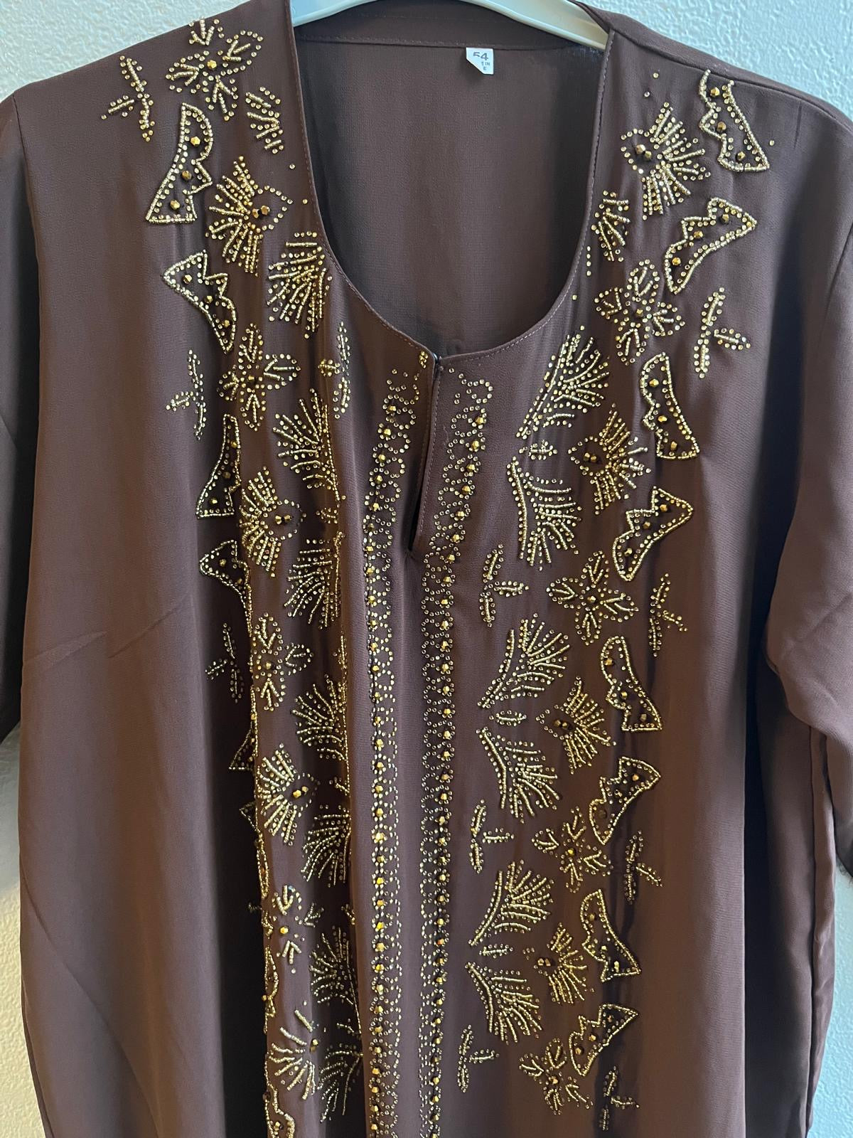 Premium Brown & Gold Closed Abaya