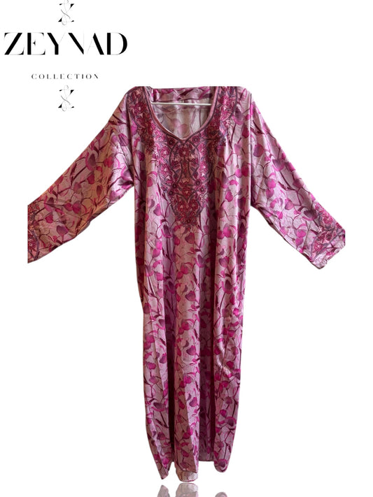 Pink Flow Jalabiya dress COMES WITH FREE HIJAB
