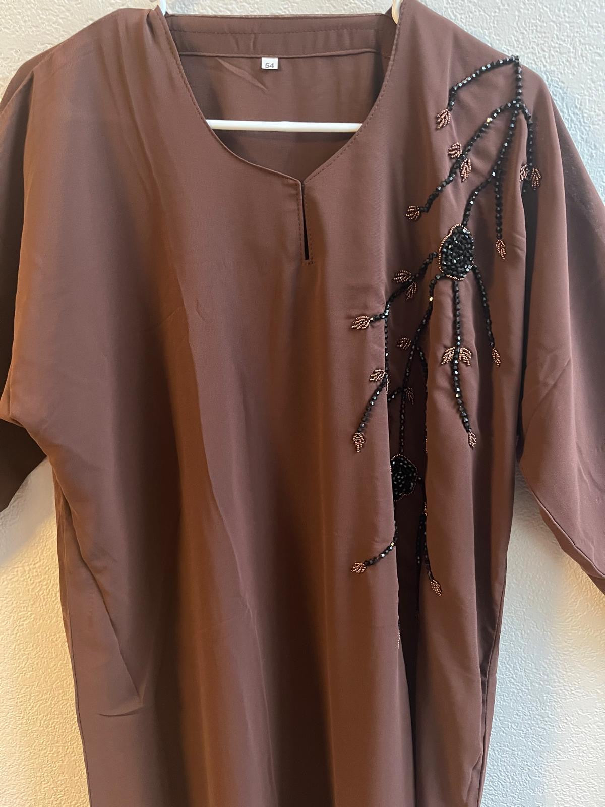 Premium Brown Closed Chiffon Abaya