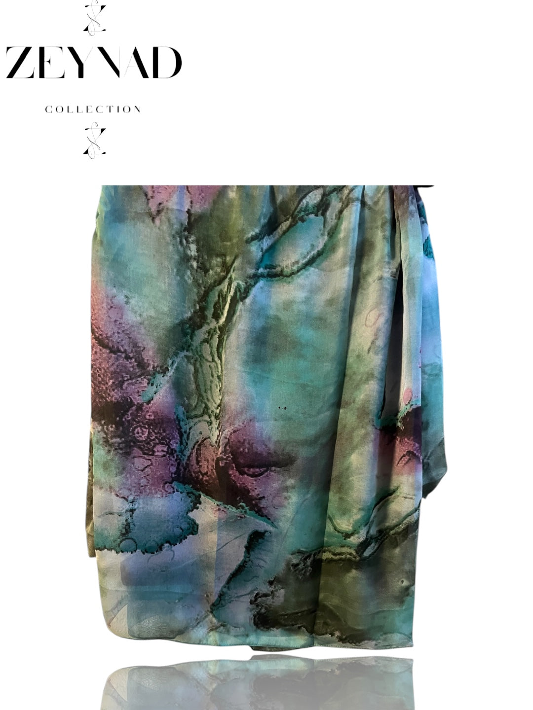Vivid Teal Watercolor Chiffon Hijab