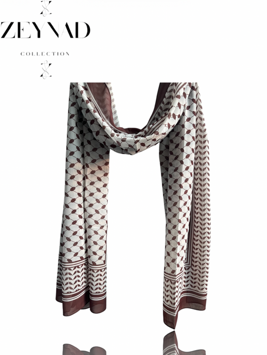 Light fall coffee keffiyeh chiffon print