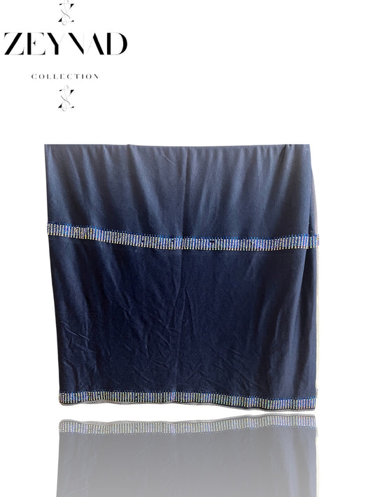 Navy blue & blended white ombré jersey hijab