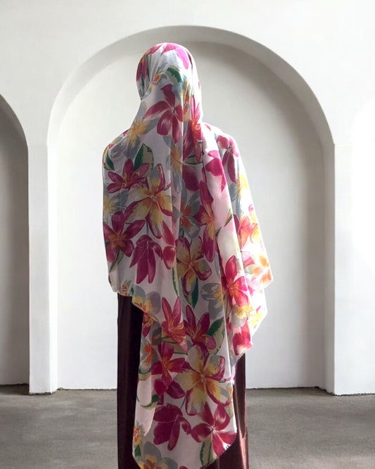 Light Mango Floral Modal Hijab