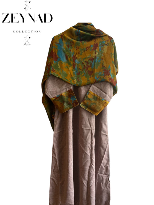 Yellow camouflage matching dress & hijab set
