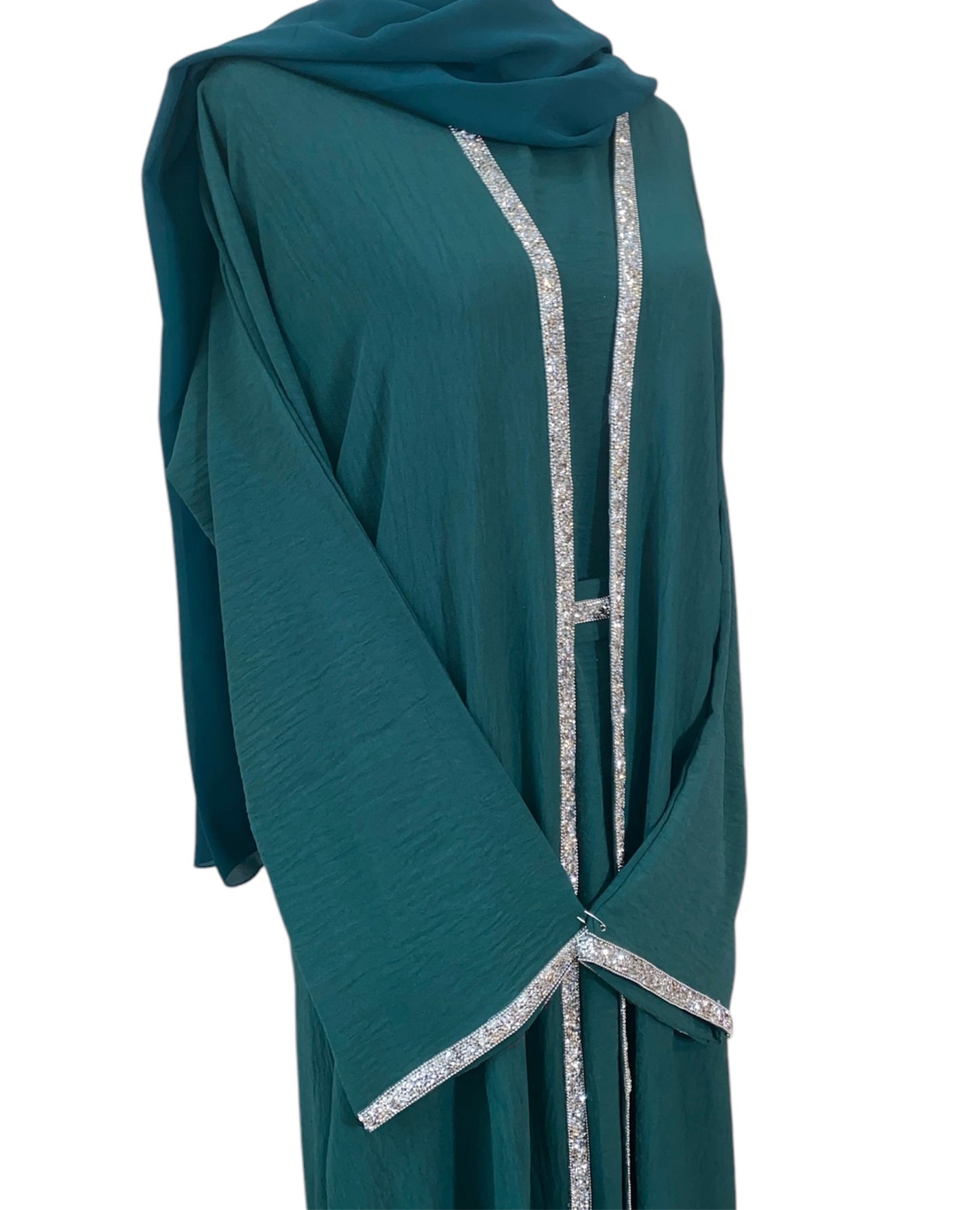 Emerald trim wave four piece Abaya