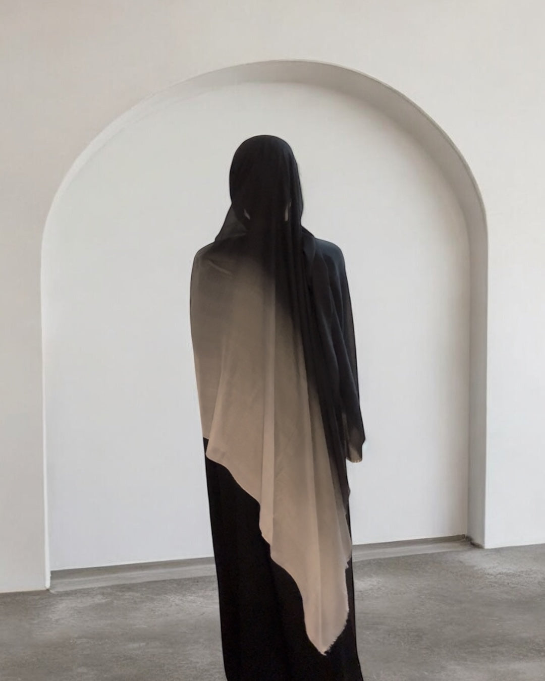 Gradient white & black ombré modal hijab
