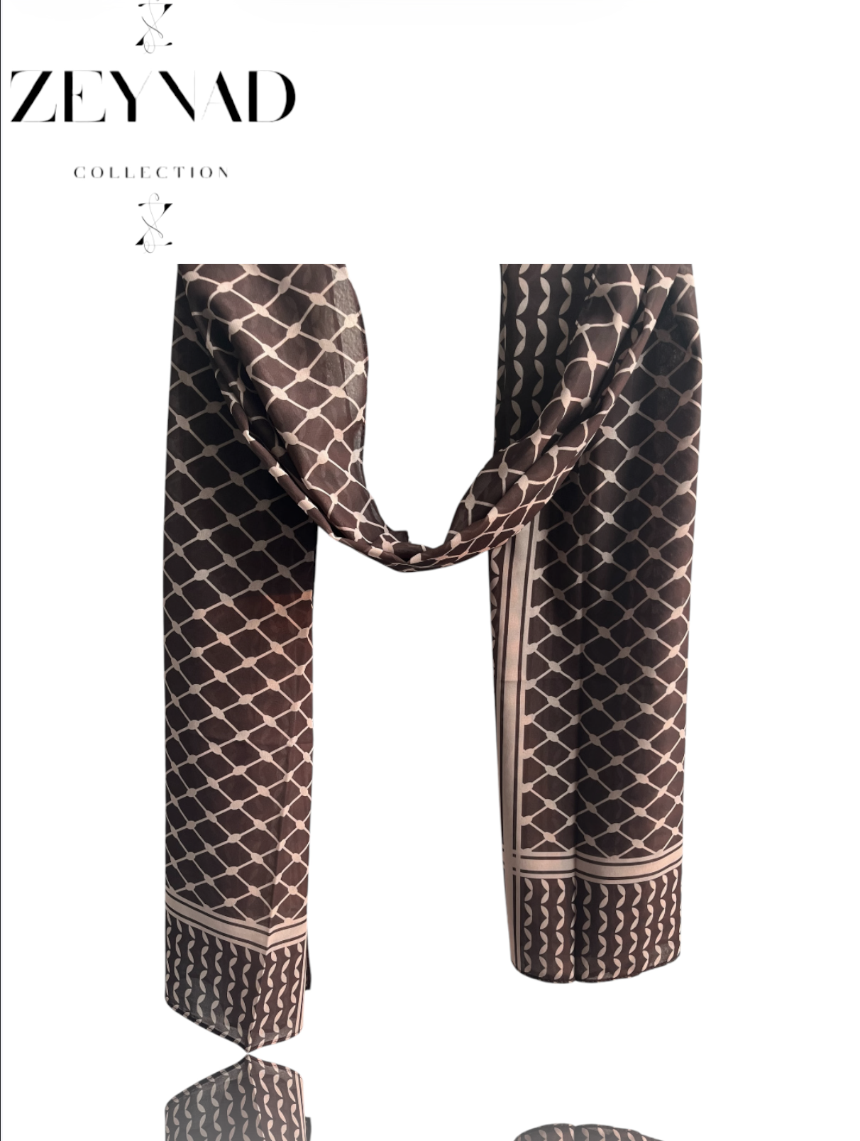 Deep fall coffee keffiyeh chiffon print