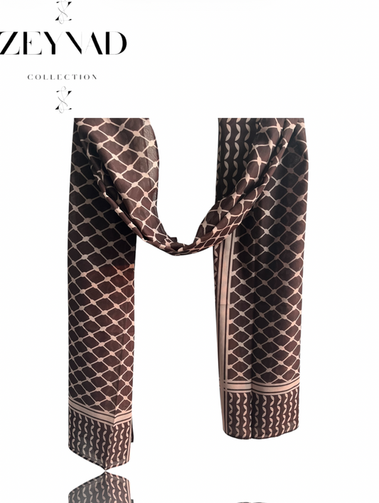 Deep fall coffee keffiyeh chiffon print