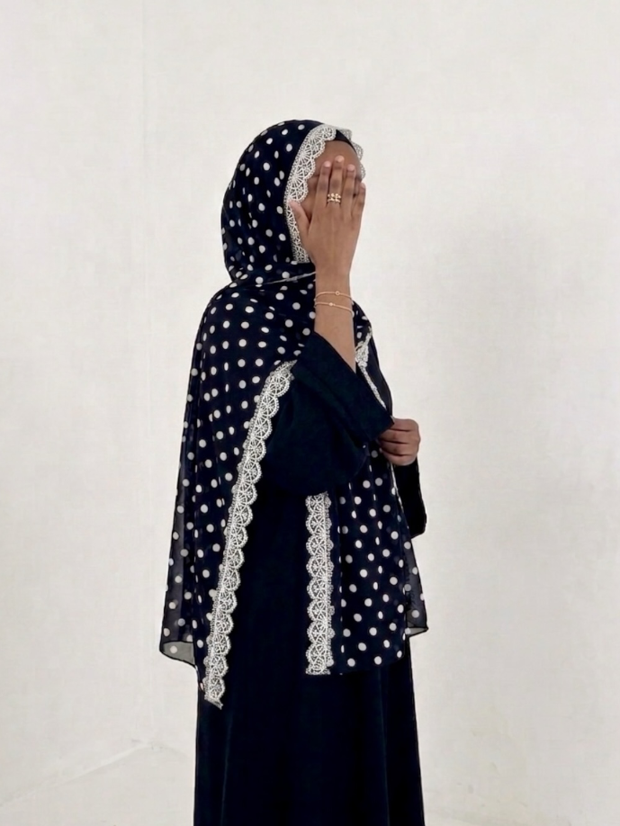 Midnight ZEYNAD polka dot lace hijab
