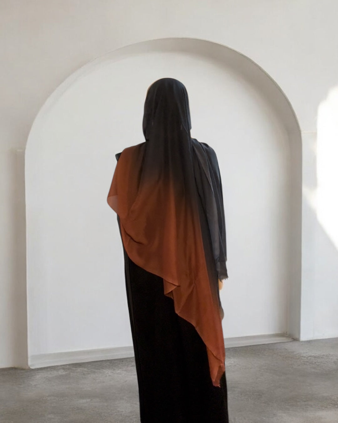 Sunset Orange & Black Modal hijab