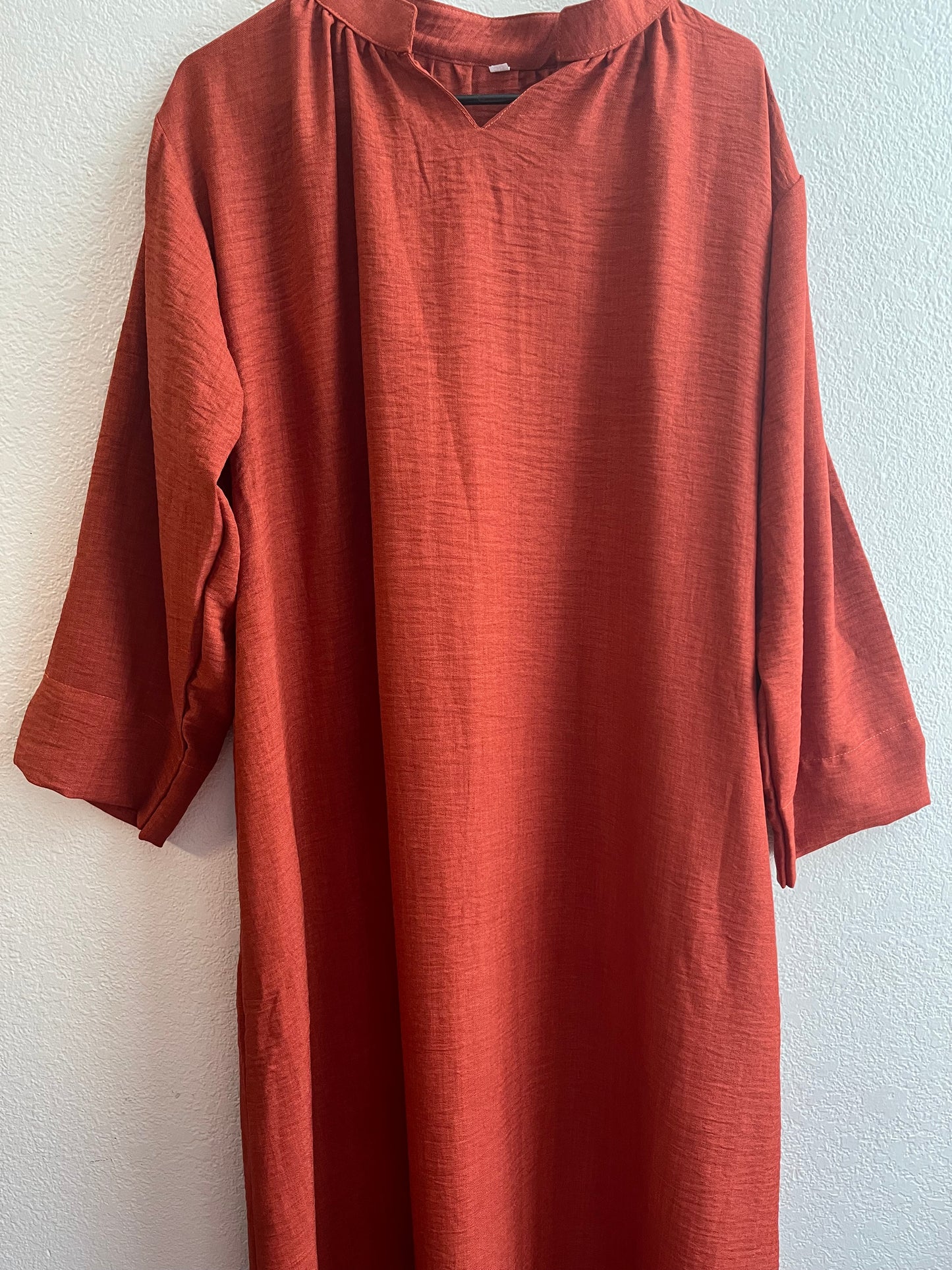 Summer Deep Orange Linen Dress
