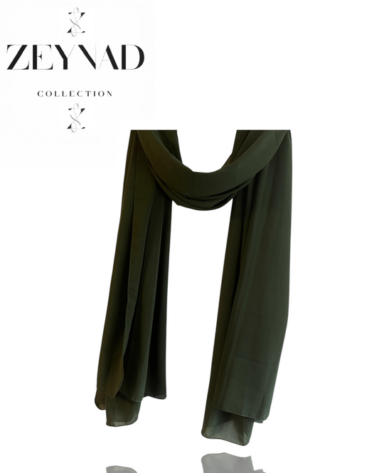 Blazing forest green chiffon hijab