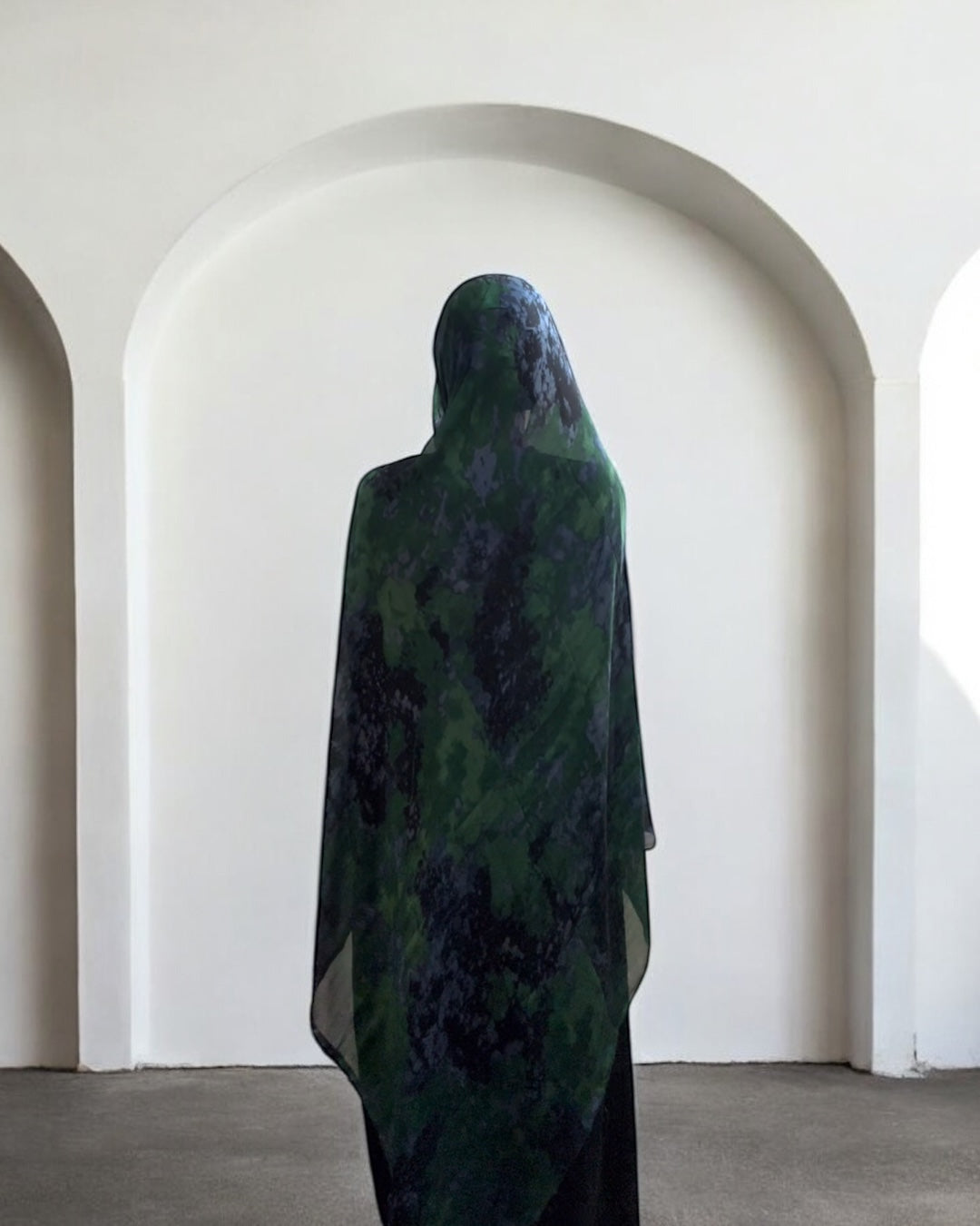 Jade Shadow Blossom Chiffon Hijab