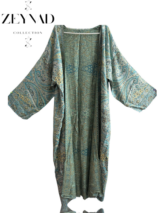 Green & yellow ZEYNAD pashmina Abaya