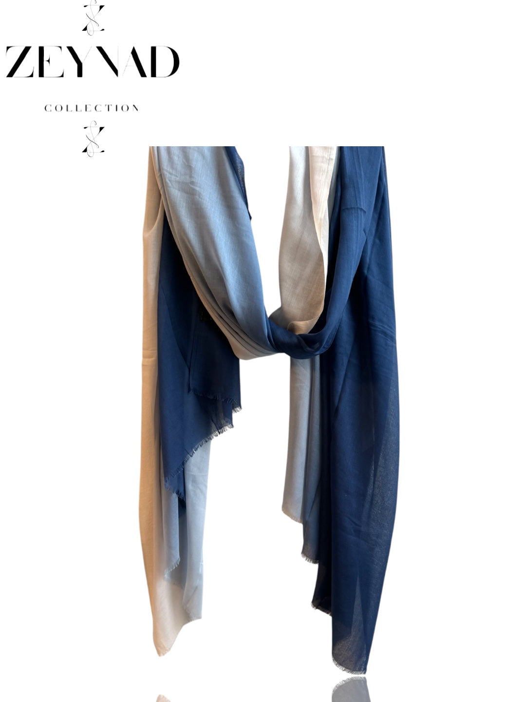 Gradient blue & white Ombré Modal Hijab
