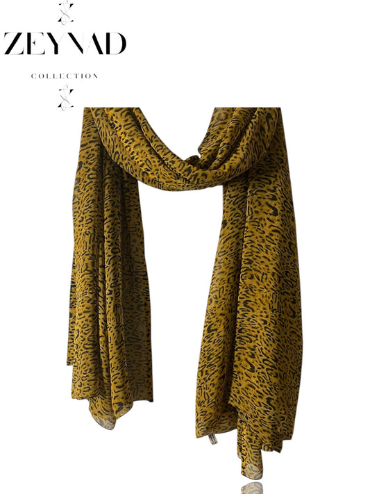 Arctic yellow snow leopard print hijab