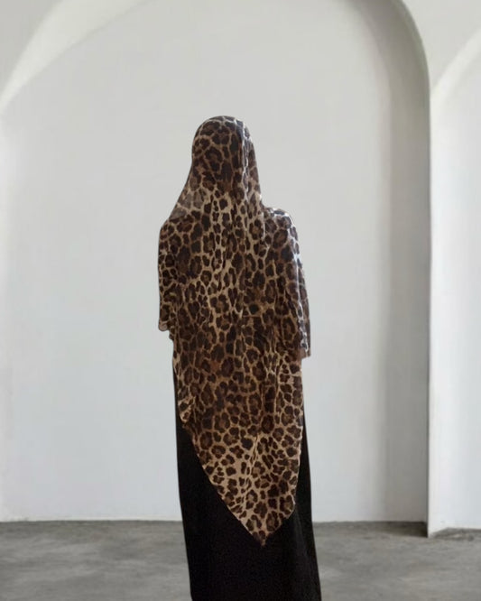 Deep Brown Cheetah print Modal Hijab