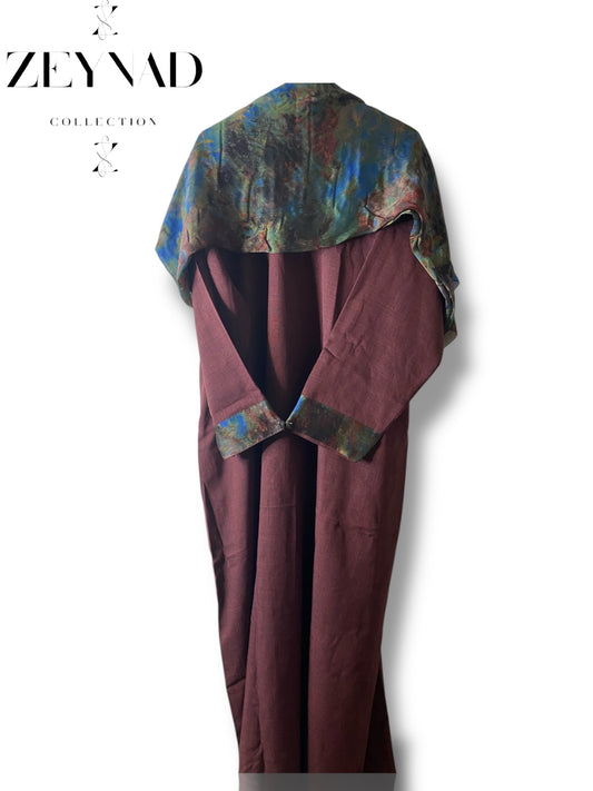 Purple blue forest matching dress & hijab set
