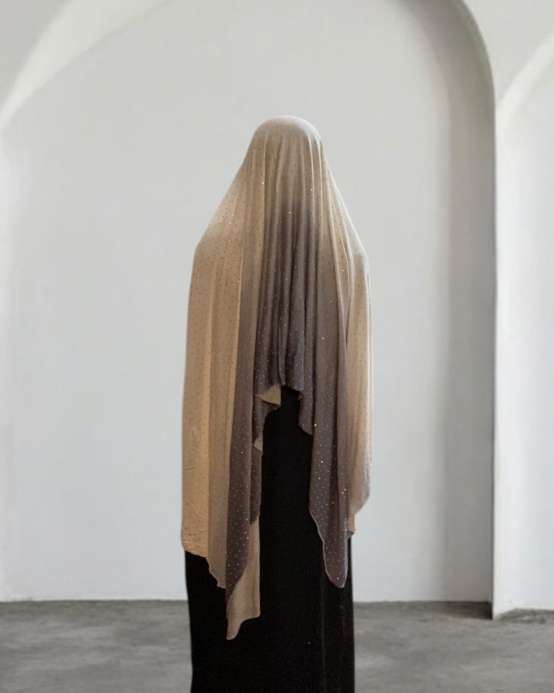 Grey & White Ombré Rhinestone Jersey Hijab