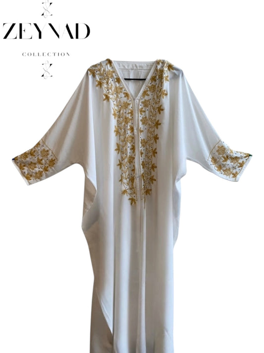 Angelic open Abaya with gold flower details
