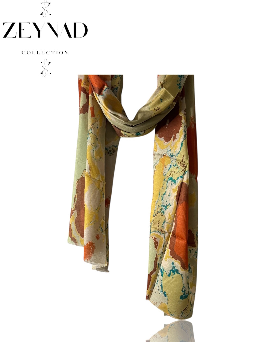 Faded brown forest & hinted green watercolor modal hijab