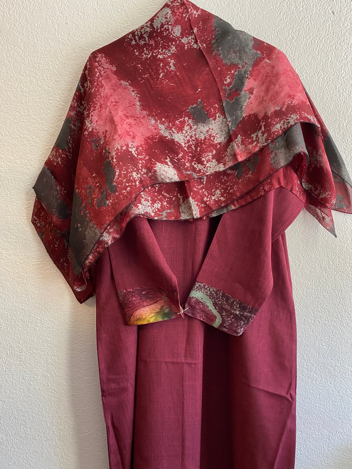 Pink Burgundy matching dress & hijab set