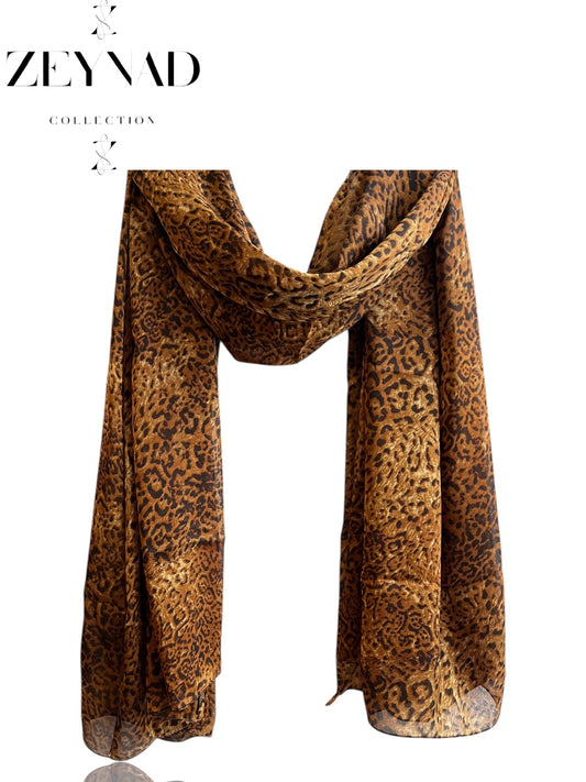 Arctic golden snow leopard print hijab