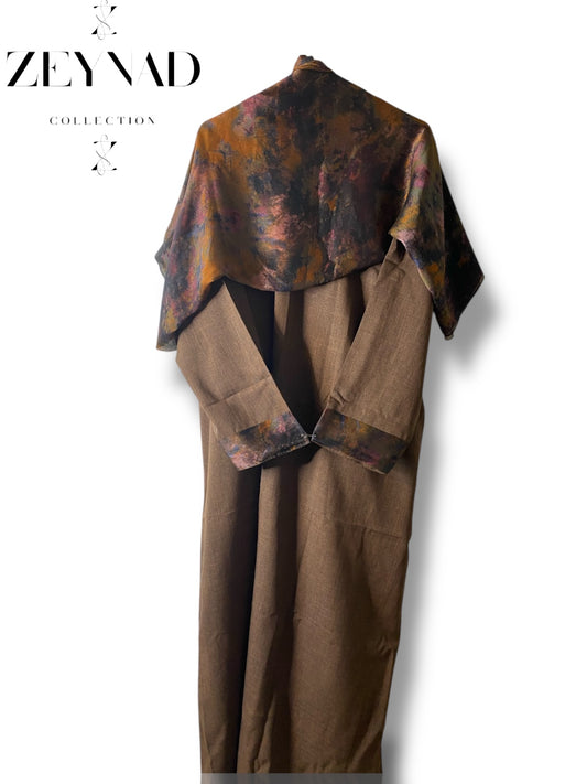 Brown Sunset matching dress & hijab set