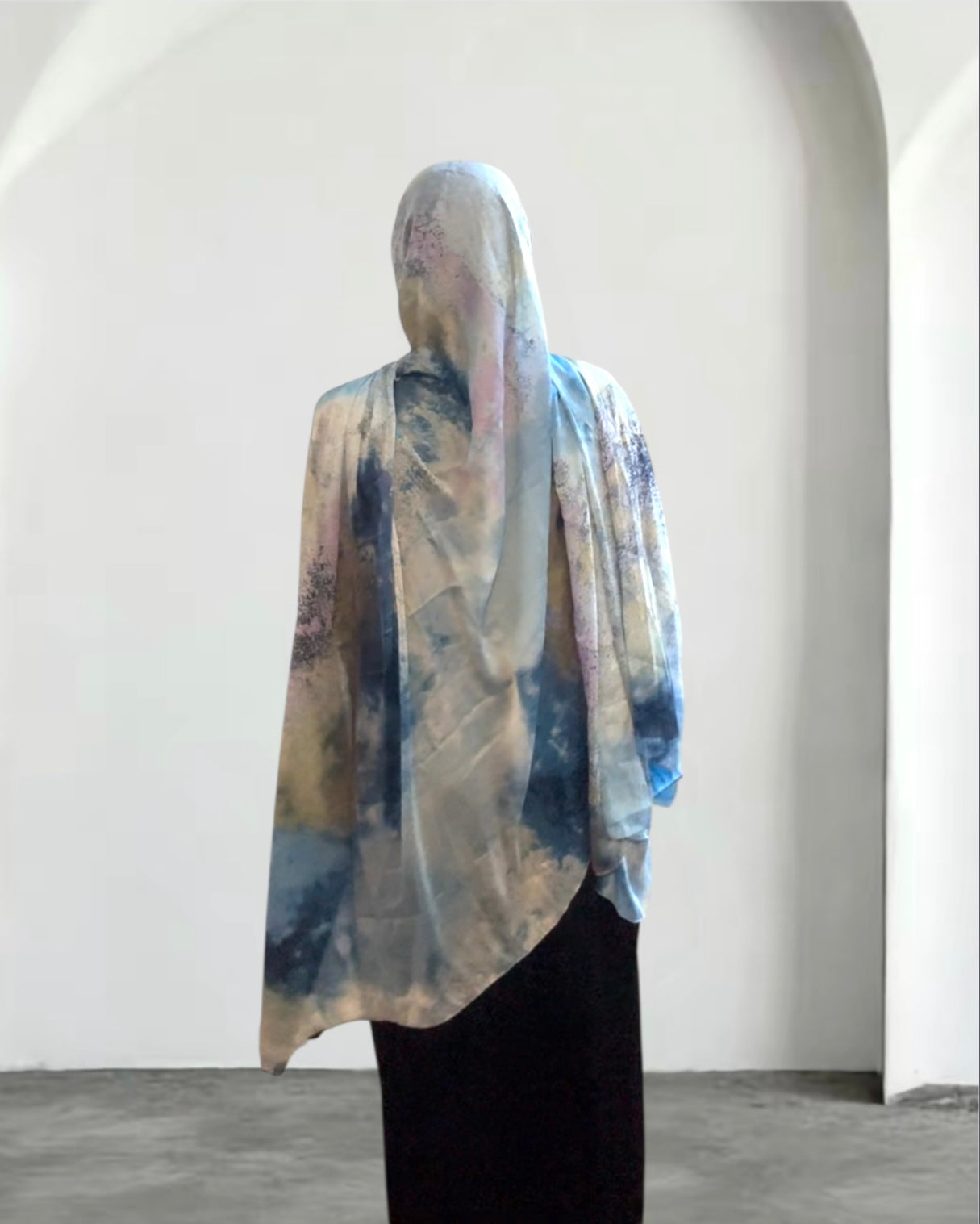 Blazing blue watercolor chiffon hijab
