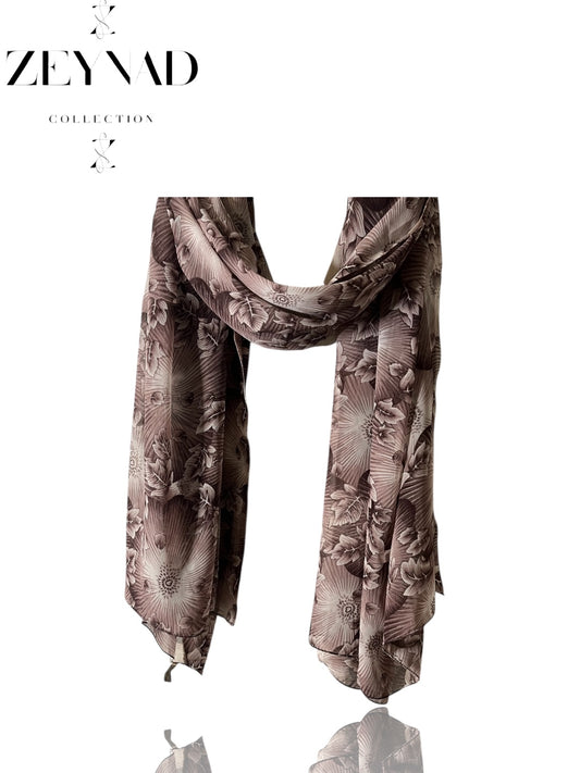 Intense vibrant floral faded purple chiffon hijab