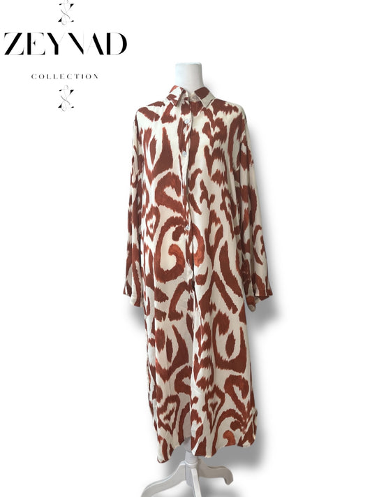 Orange & White Buttoned Dress