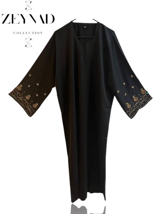 Premium Black & Gold Closed Abaya