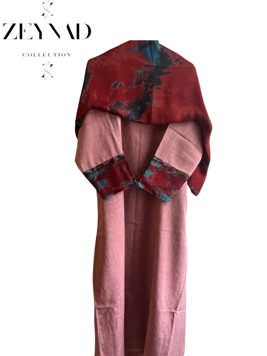 Pink & red camouflage matching dress & hijab set