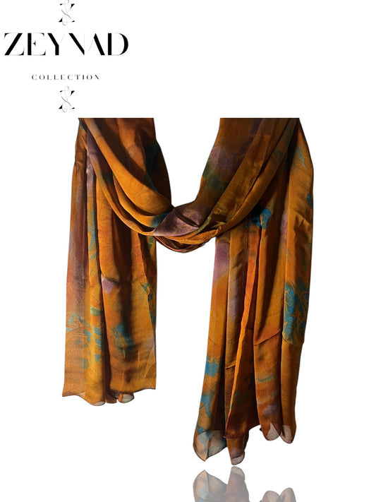 Orange & Blue Mixture Chiffon Hijab