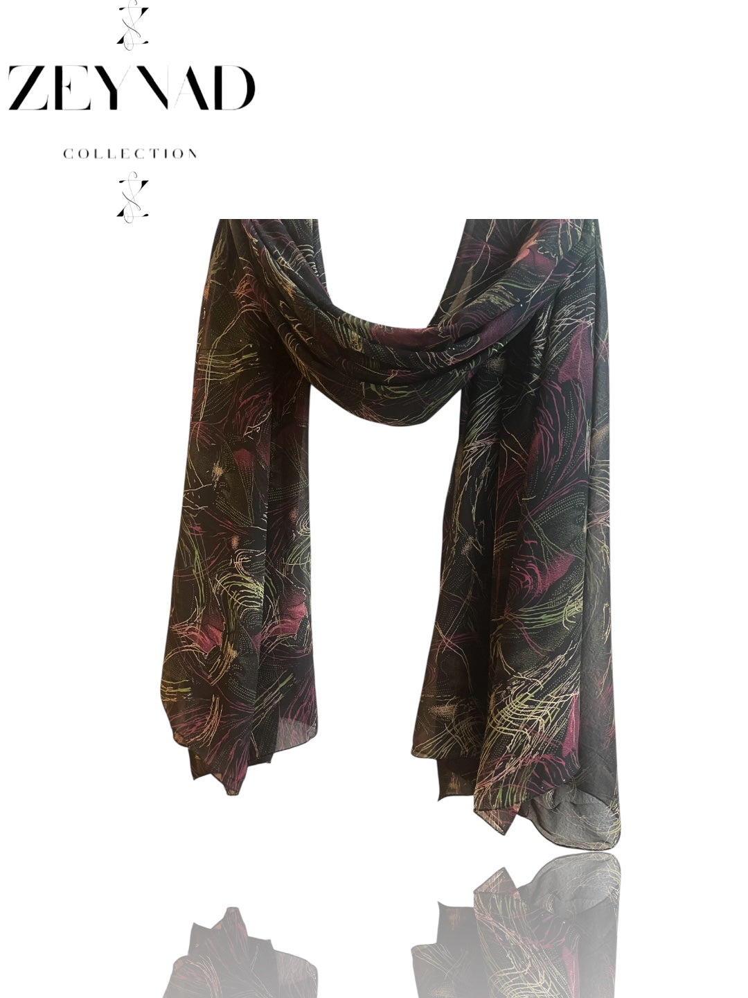 Fall purple & green blaze chiffon hijab